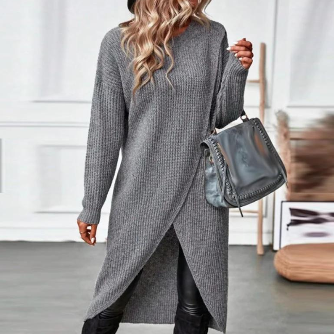 Street-wave Womens Minimalist Knit Sweater With Wrap Front For Everyday Comfort Chic