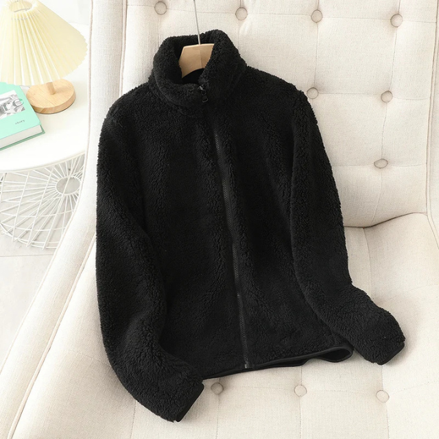 Street Wave Sherpa Zip Up Jacket High Collar Fleece For Cold Weather Warmth Outdoor Enthusiasts