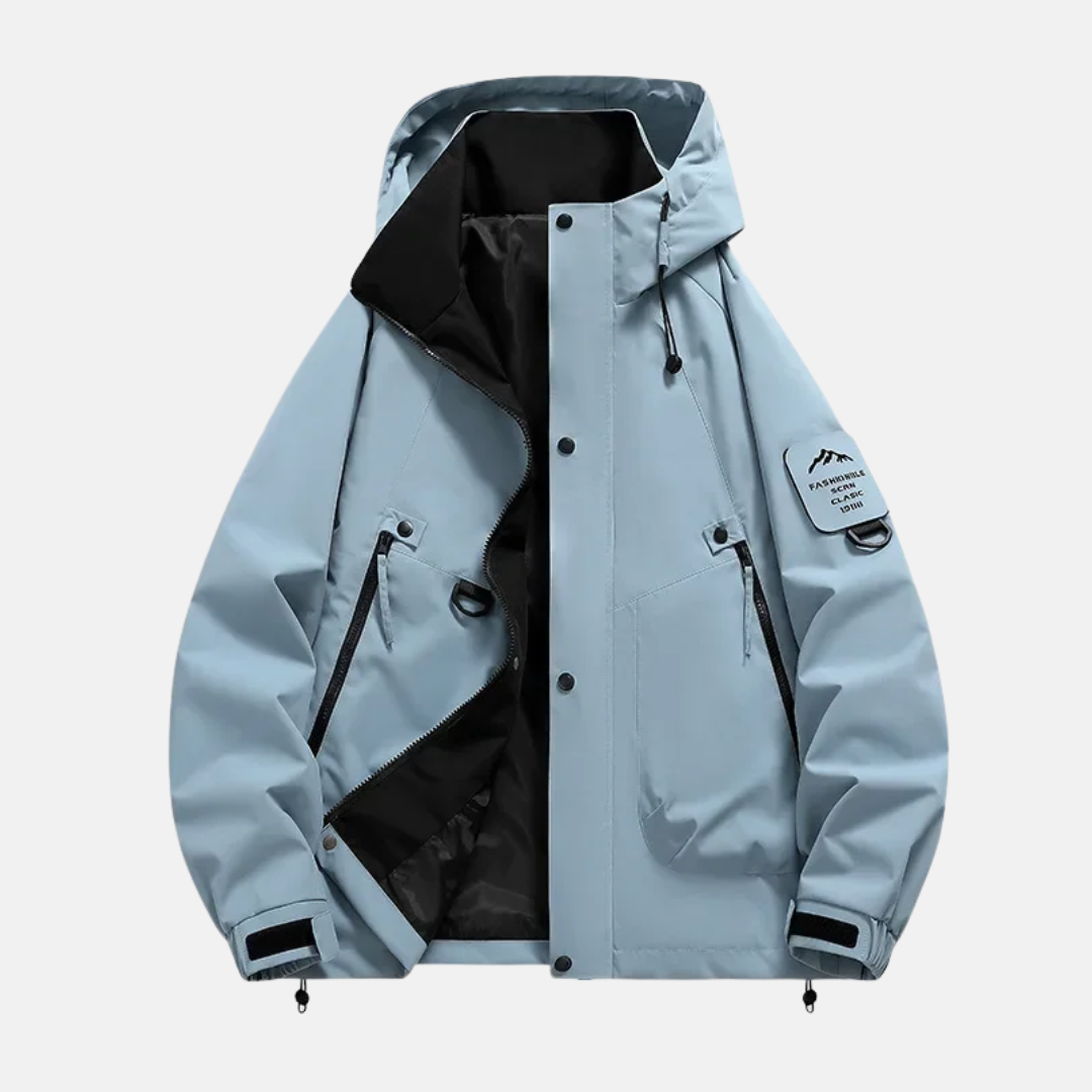 Men's Utility Jacket Water Resistant Adjustable Hood Multiple Pockets Relaxed Fit
