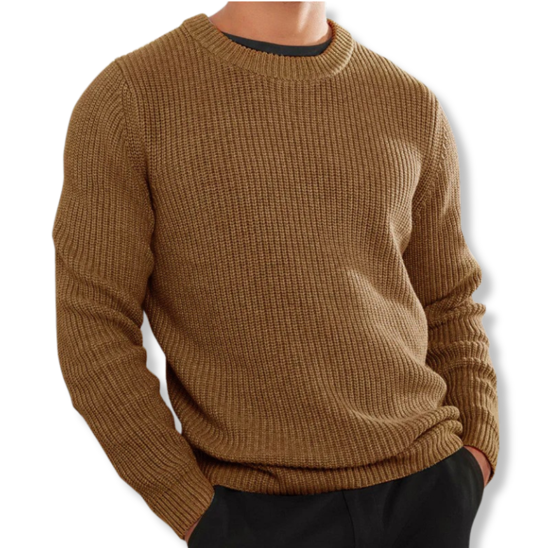 Men's Relaxed Fit Crew Neck Knit Sweater Street-Wave Warm