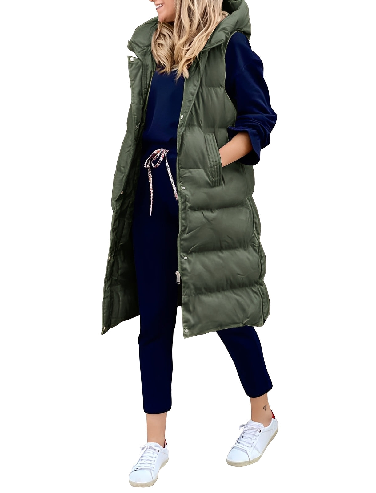 Street Wave Longline Sleeveless Puffer Vest For Women Versatile Warmth Chic Layering Piece