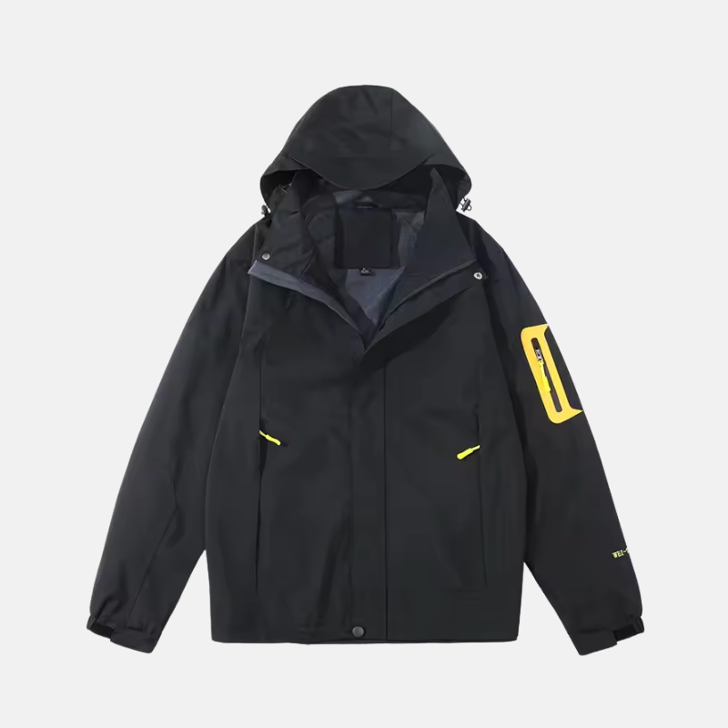 Men's Outdoor Jacket Windproof Water Resistant Adjustable Hood Regular Fit Zip Pockets