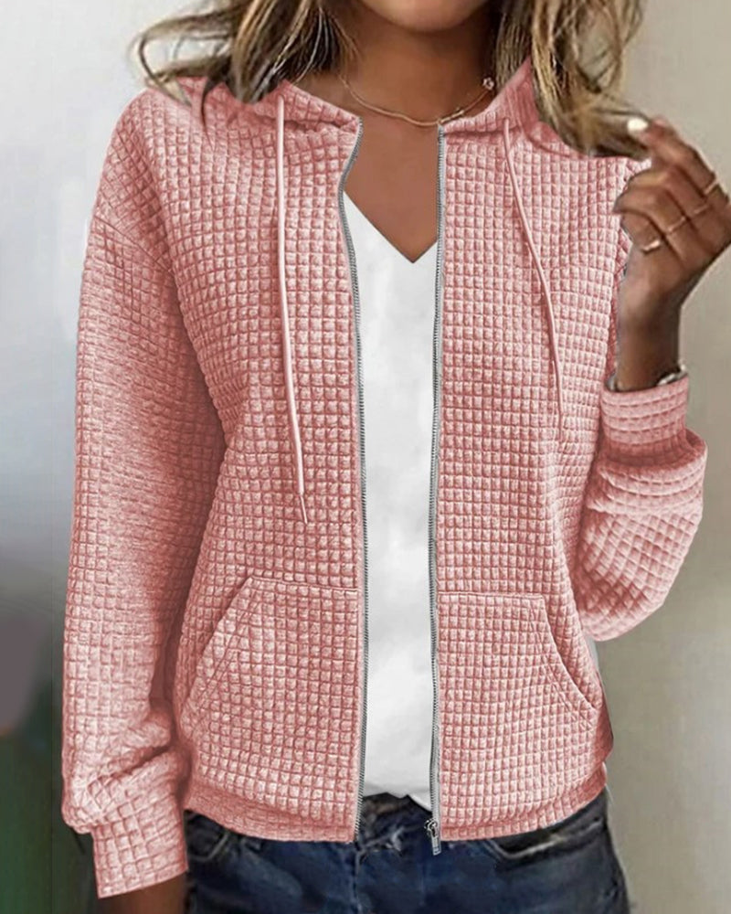 Street-wave Women's Quilted Zip Cardigan For Cozy Warmth And Elegant Winter Style