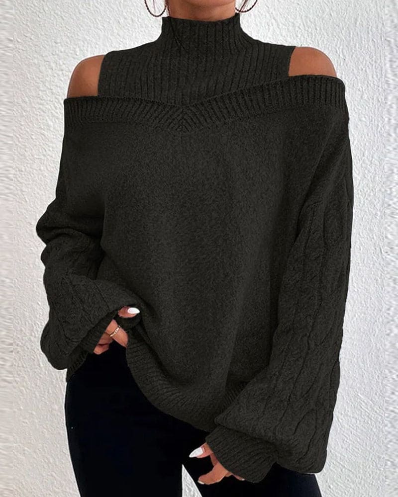 Street-Wave Off Shoulder Cozy Knit Pullover For Women Effortless Chic Premium Comfort Perfect Everyday Wear