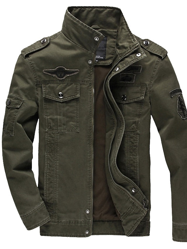 Street-Wave Bomber Jacket For Men Warm Durable Casual Winter Outerwear With Patch Details