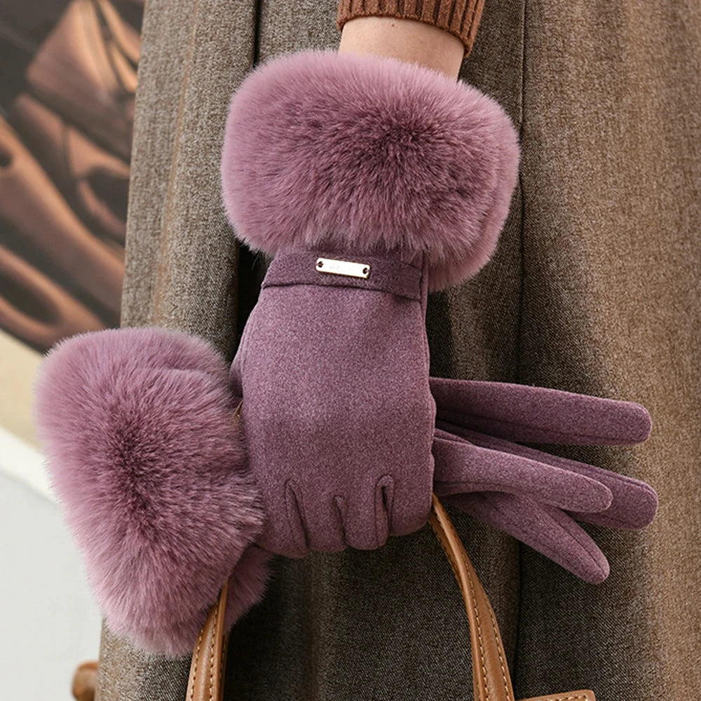 Florence Fur Cuff Fitted Fur Cuff Gloves | Solid Wrist-Length Gloves
