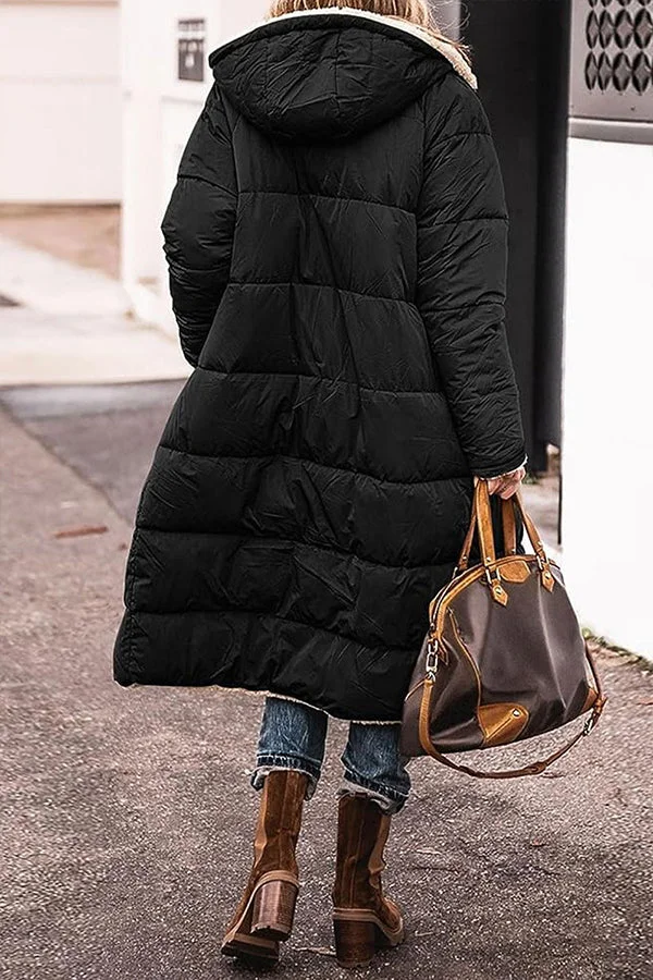 Street-Wave Puffer Coat With Cozy Shearling Lining Hooded Long Parka For Urban Women Seeking Warm Style