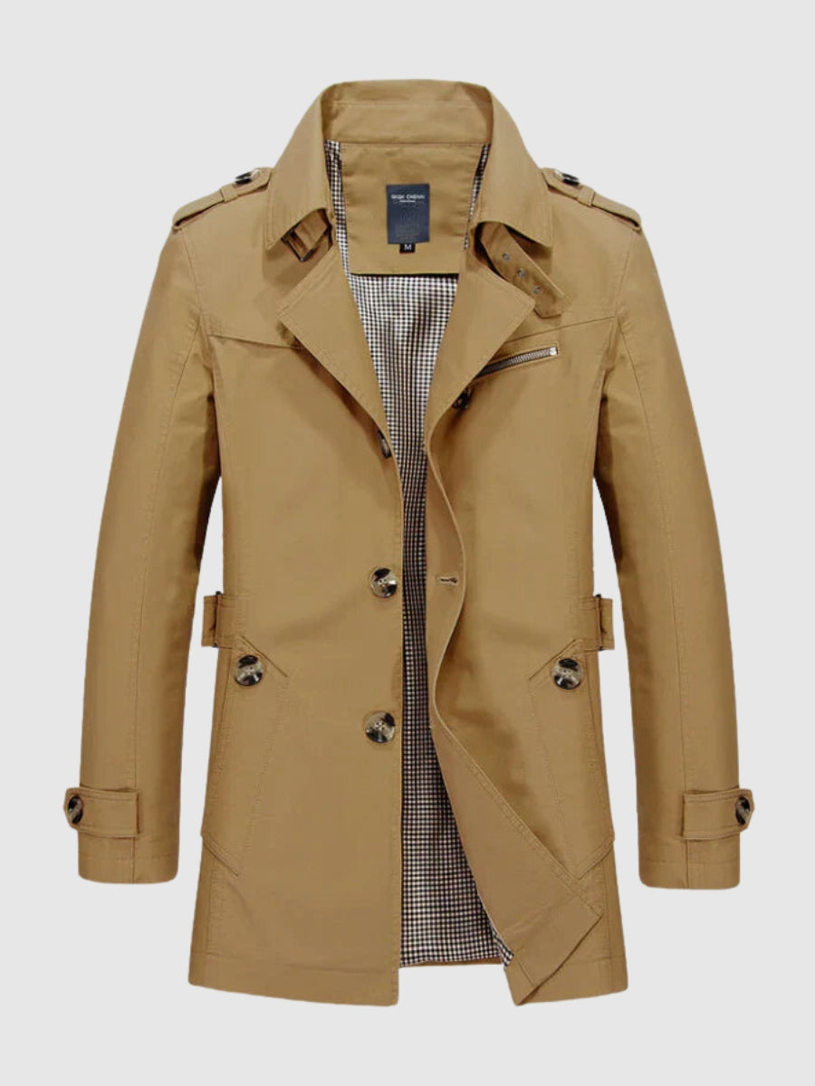 Street-wave Men's Cotton Trench Coat - Timeless Versatile Lightweight Elegance for Modern Urban Men