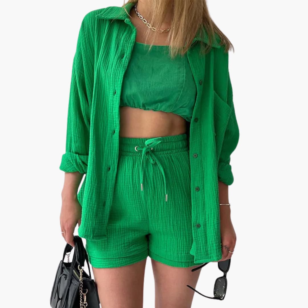 Women's Casual Two-Piece Set with Lightweight Fabric and Relaxed Fit