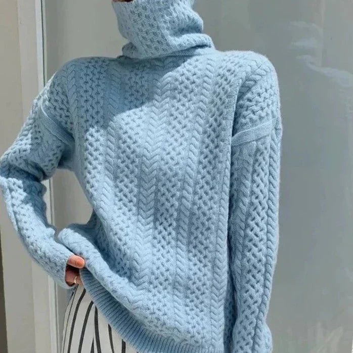 Street Wave Cashmere Turtleneck Sweater For Women Luxurious Cable Knit Couture Warmth And Comfort