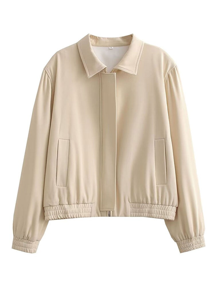 Avelena Oversized Bomber Jacket With Collar for Women Trendy Modern Must Have Comfort