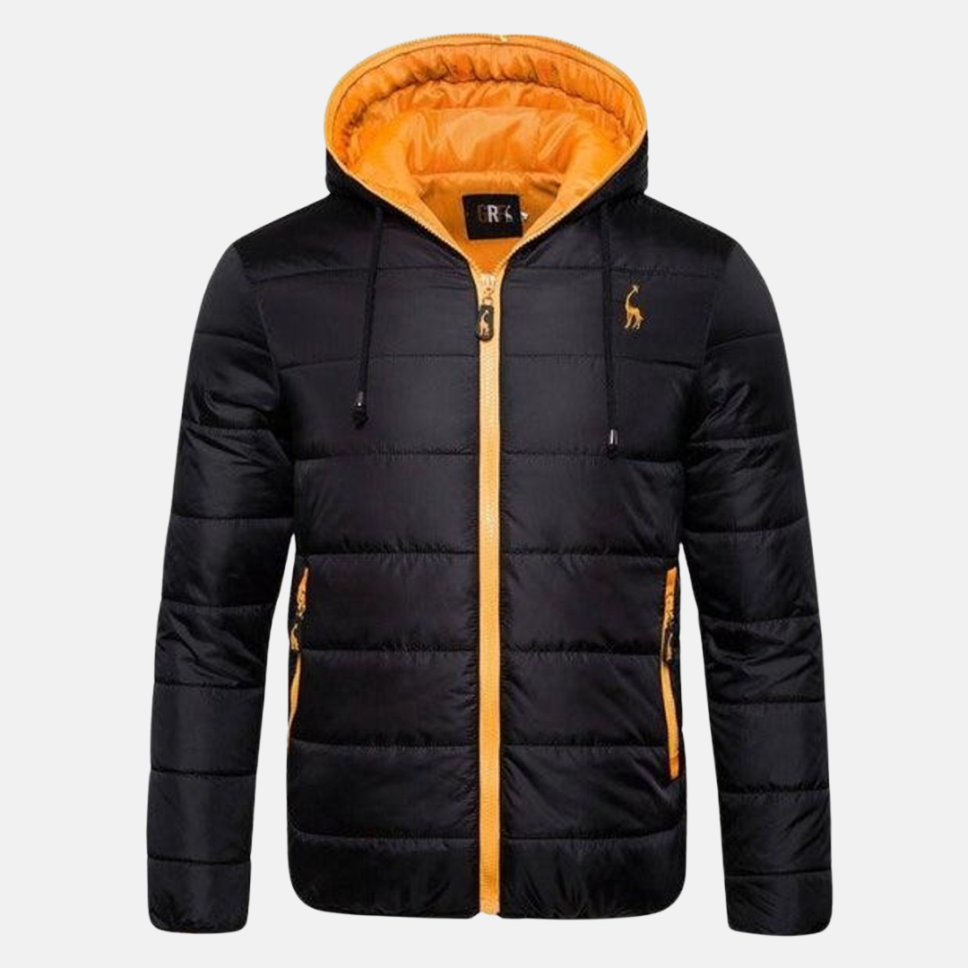 Mens Quilted Down Jacket Hooded Water Resistant Street-Wave
