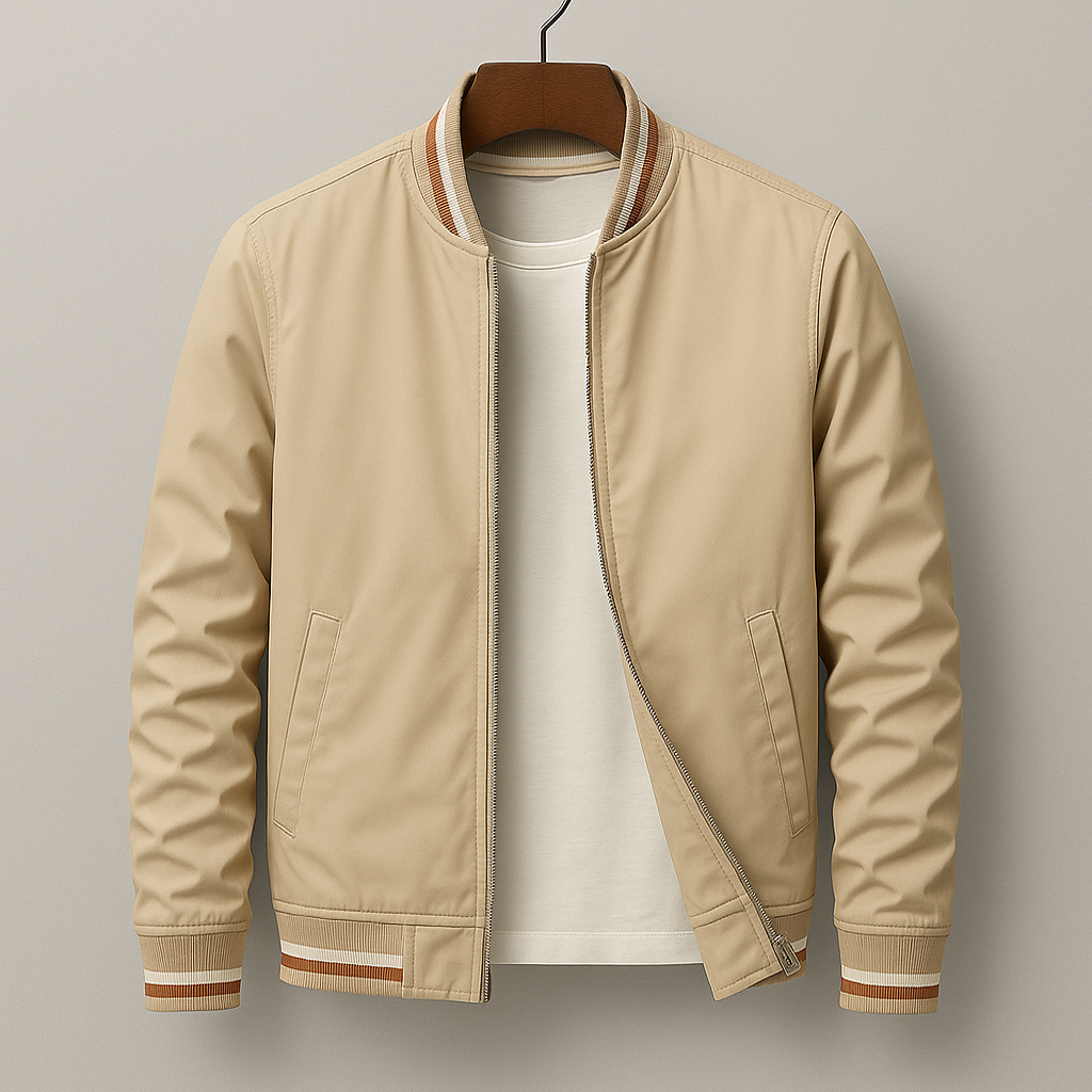 Street-Wave Bomber Jacket With Stripes For Men, Classic Streetwear Outerwear With Bold Stripe Accent