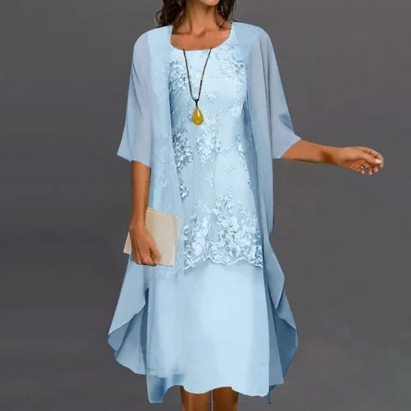 Isabella Lace Overlay 2 Piece Midi Dress Street Wave Women