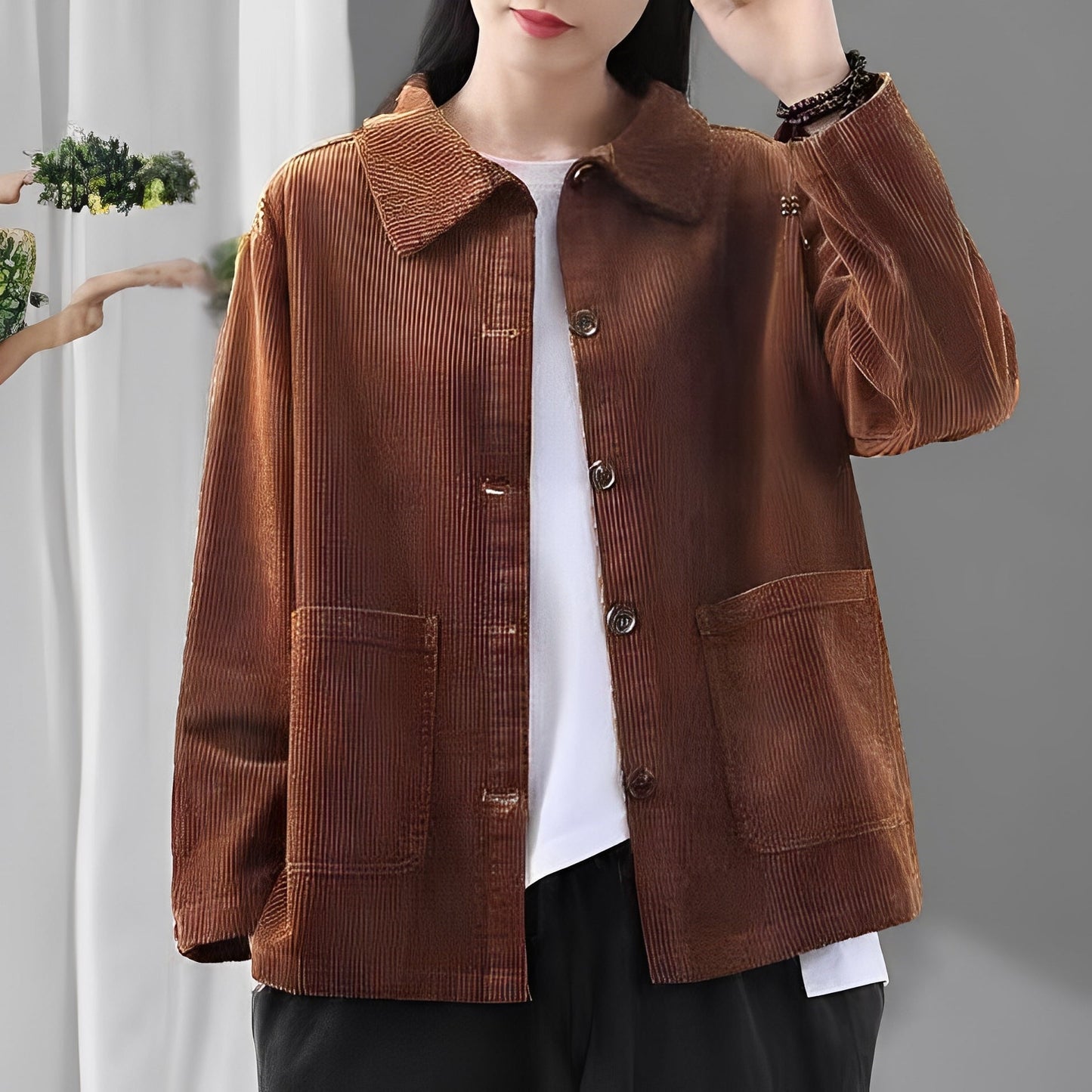 Street Wave Corduroy Jacket For Women With Pockets Relaxed Fit Comfort Ideal For Transitional Weather