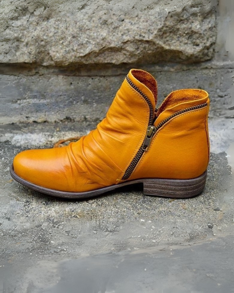 Street-Wave Leather Boots With Zip Closure For Women Warm Lined Comfort And Style