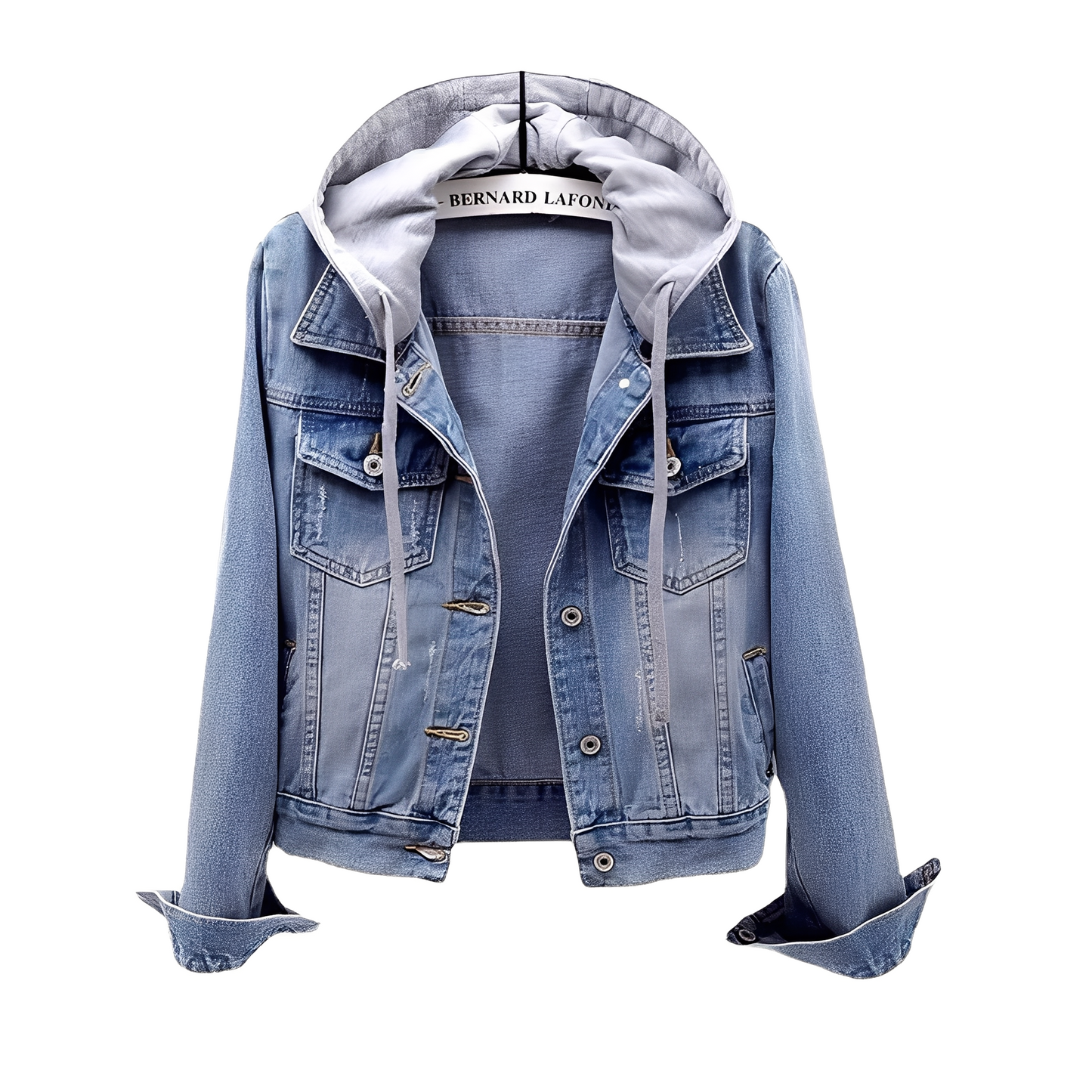 Street Wave Denim Jacket With Removable Hood For Women Versatile Everyday Casual Style