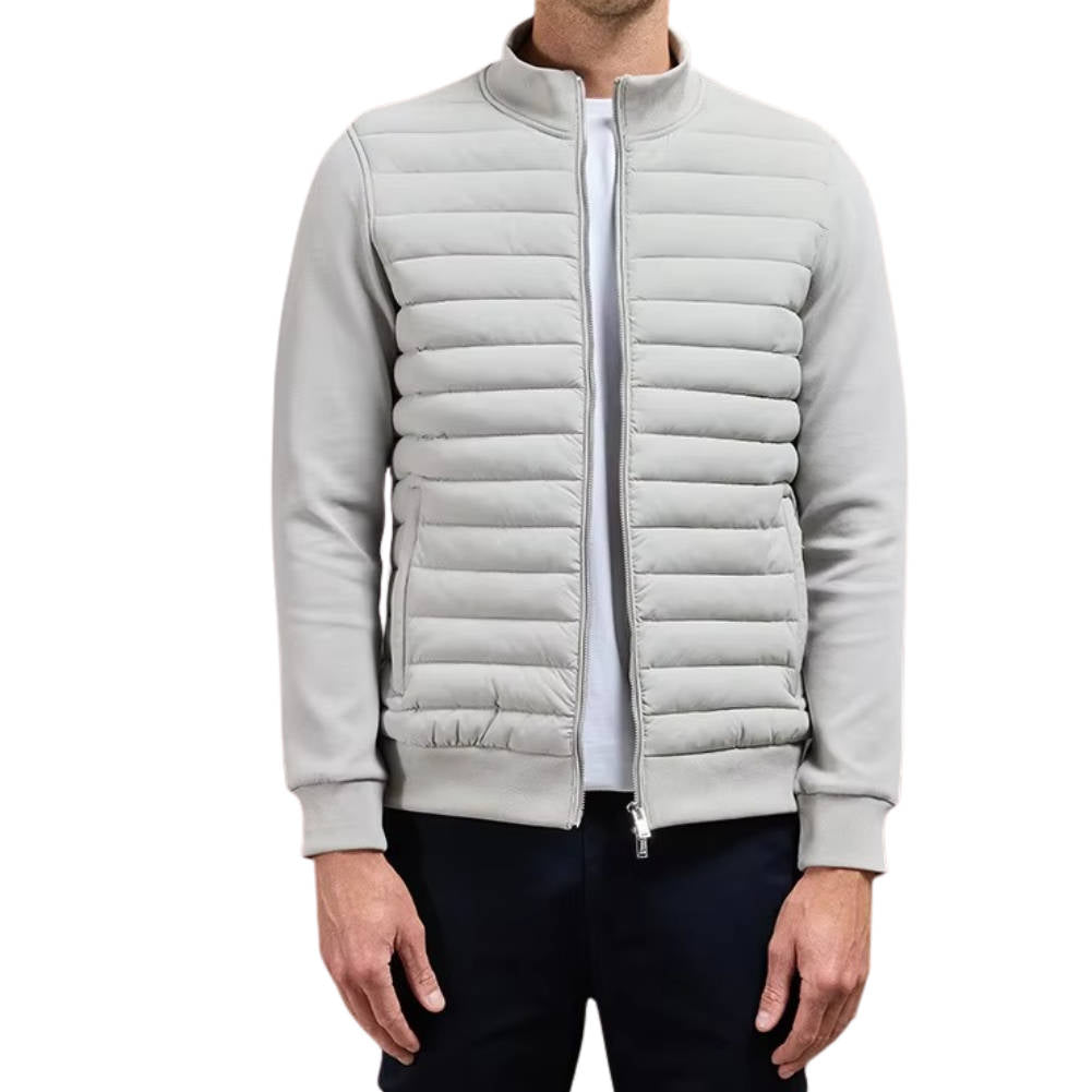 Street-Wave Mens High Collar Puffer Jacket Navy Blue Lightweight Quilted Outerwear