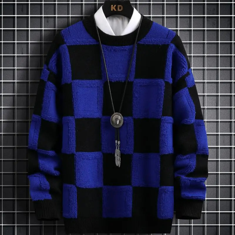 Street Wave Luxe Plaid Cashmere Oversized Pullover For Winter Warmth And Comfort For Women And Men