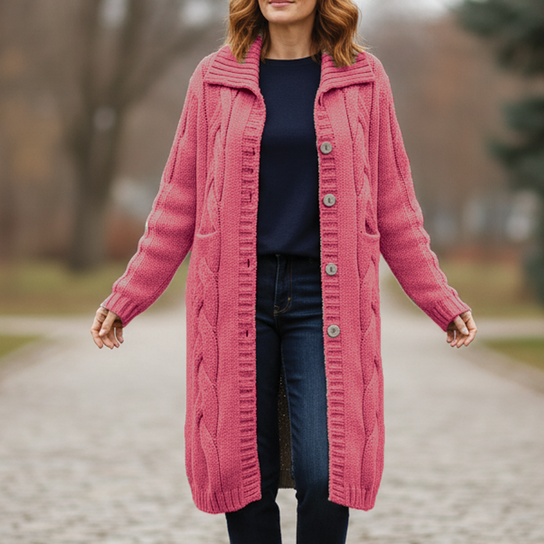 Street Wave Knitted Coat Unisex Warmth With Timeless Cable Knit