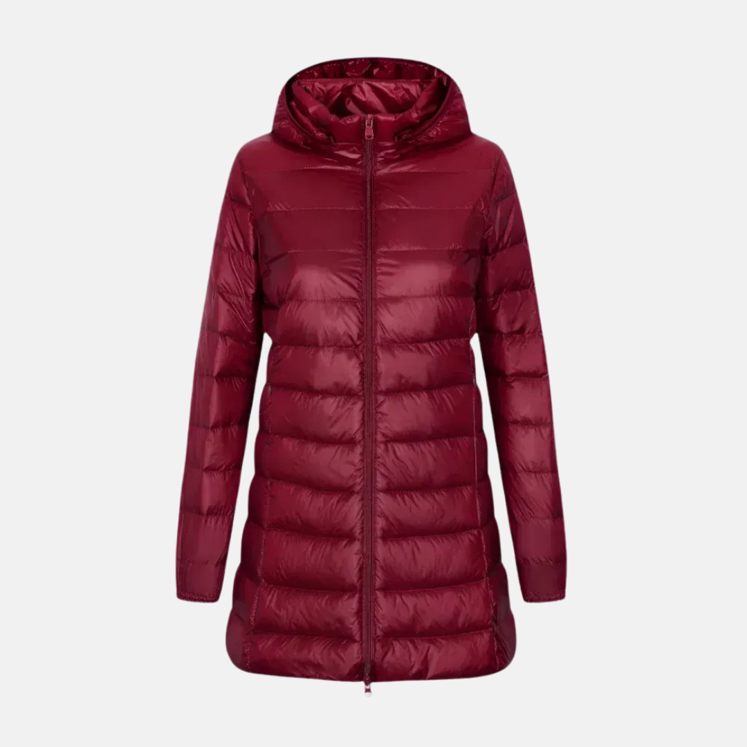 Nordisk-Flair Women's Down Jacket Hooded Quilted Water-Resistant Mid-Thigh