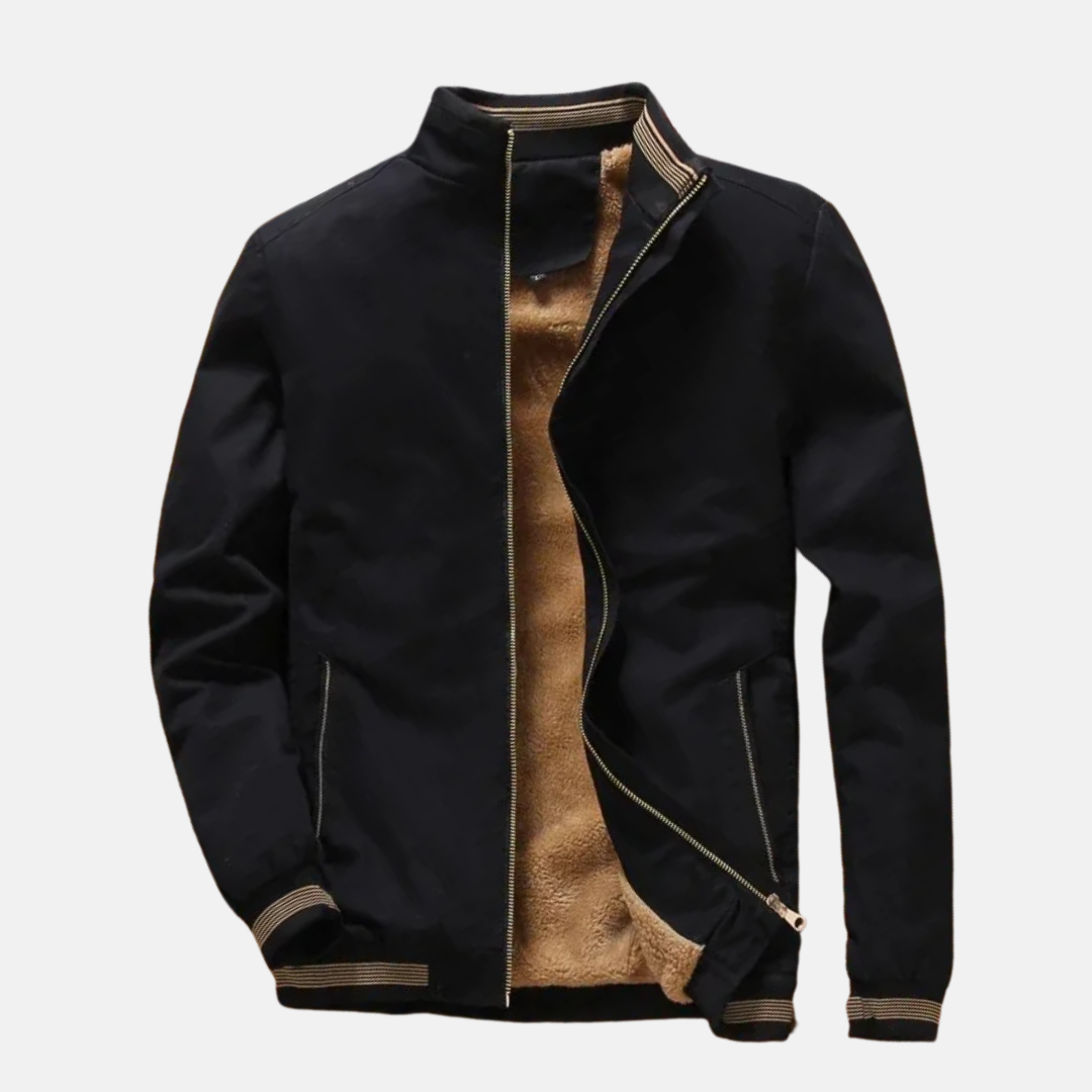 Street-Wave Mens Pilot Jacket Fleece Lined Navy Bomber Style Zip Front Casual Fit Warm