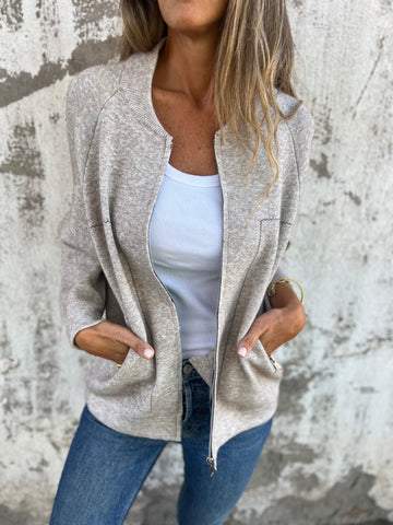 Street-wave Zip Cardigan For Women Cozy Versatile Everyday Essential Layering Outerwear