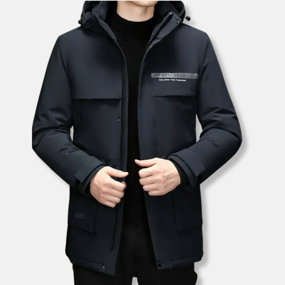 Men's Insulated Hooded Jacket With Relaxed Fit And Mid Length Silhouette For Winter Weather Outerwear