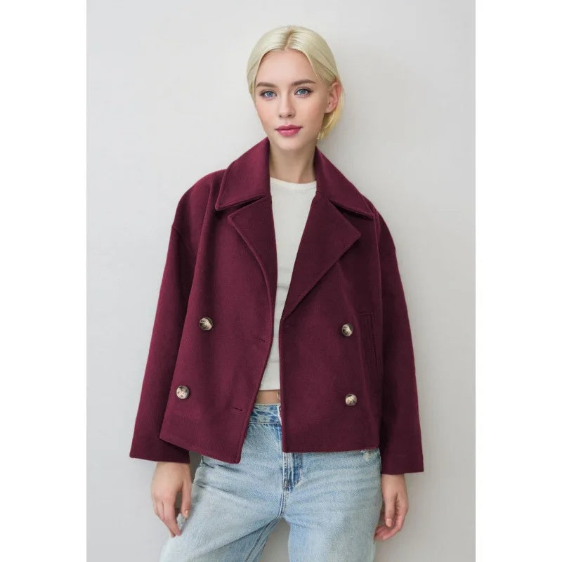 Streetwave Short Double Breasted Jacket For Women Chic Layering Essential With Modern Silhouette