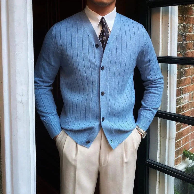 Street-Wave Merino Wool Cardigan For Men With Button Details Slim Fit Knit Top For Modern Winter