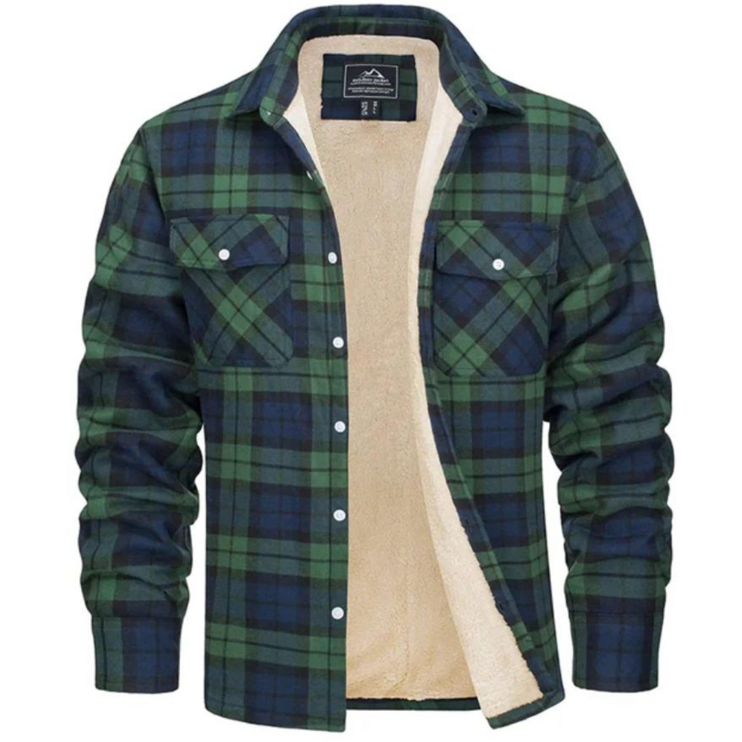 Street-wave Lumberjack Jacket For Men With Warm Sherpa Lining Durable Plaid Flannel