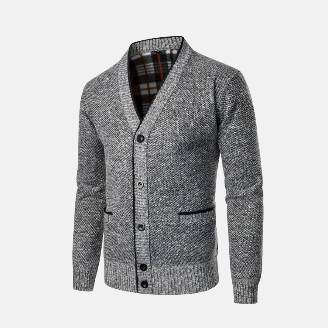 Men's Knitted Cardigan Wool Blend Slim Fit V Neck Button Front Pockets Casual Sweater For Men Street-Wave