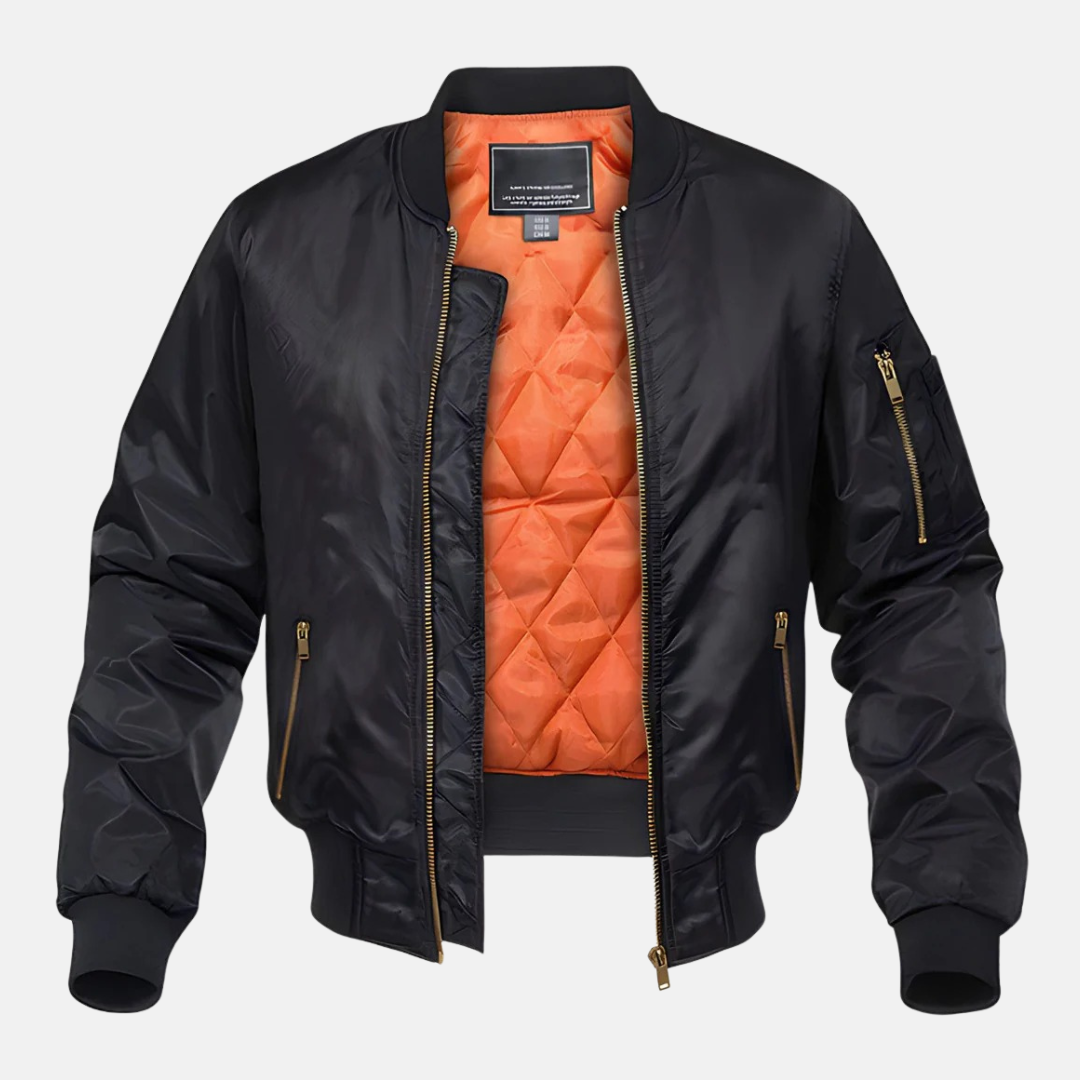 Street-Wave Men's Bomber Jacket With Quilted Lining And Zippered Pockets