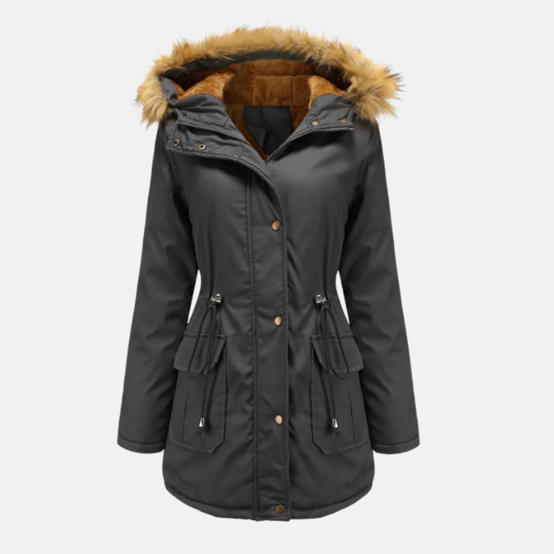 Street-Wave Womens Parka Jacket With Warm Fleece Lining And Faux Fur Hood