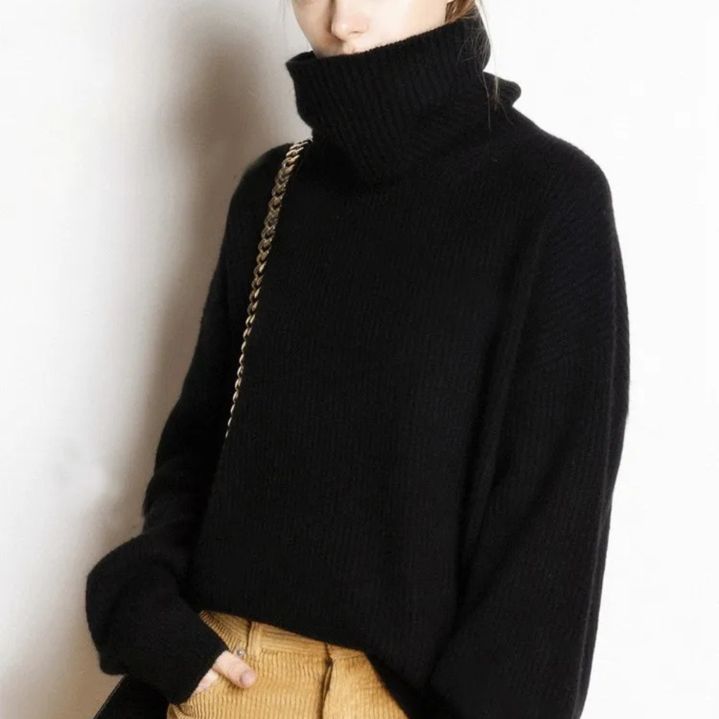 Street Wave Oversized Pullover For Women With High Polo Neck Cozy Autumn Layering Warmth