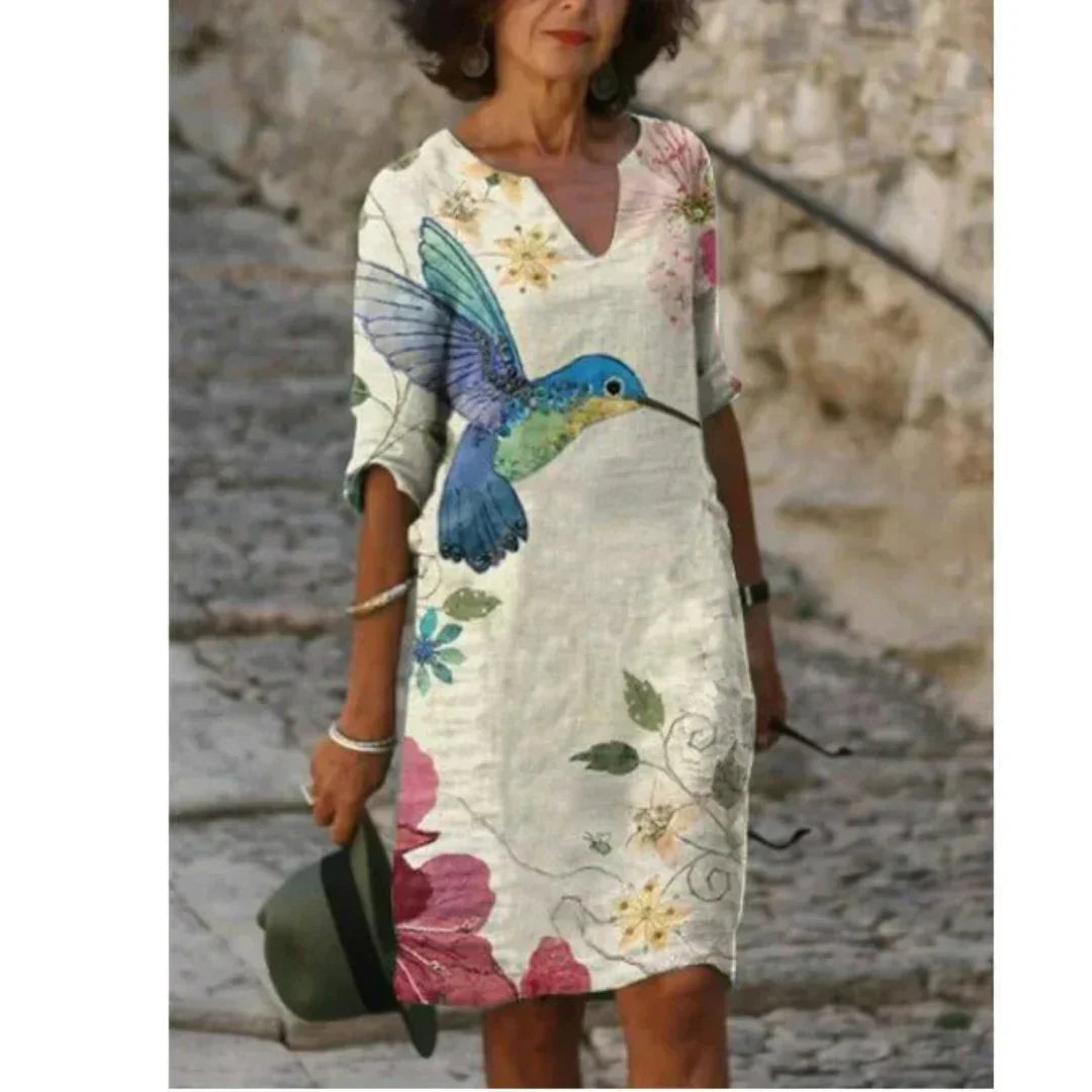 Hailey Floral V-Neck Midi Dress by Street-Wave for Women, Effortless Style