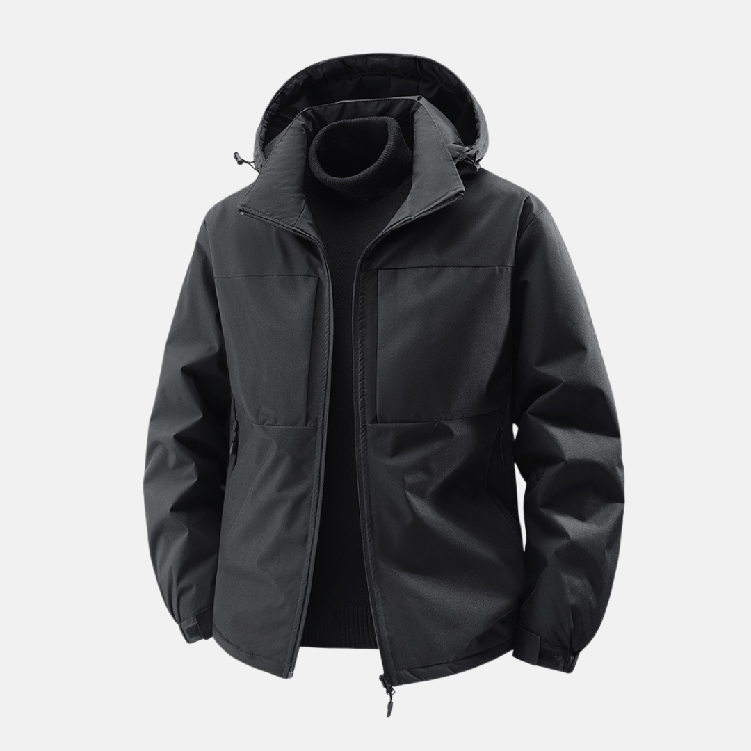 Men's Hooded Jacket Water Resistant Windproof Relaxed Fit Zip Front Pockets Nordisk Flair