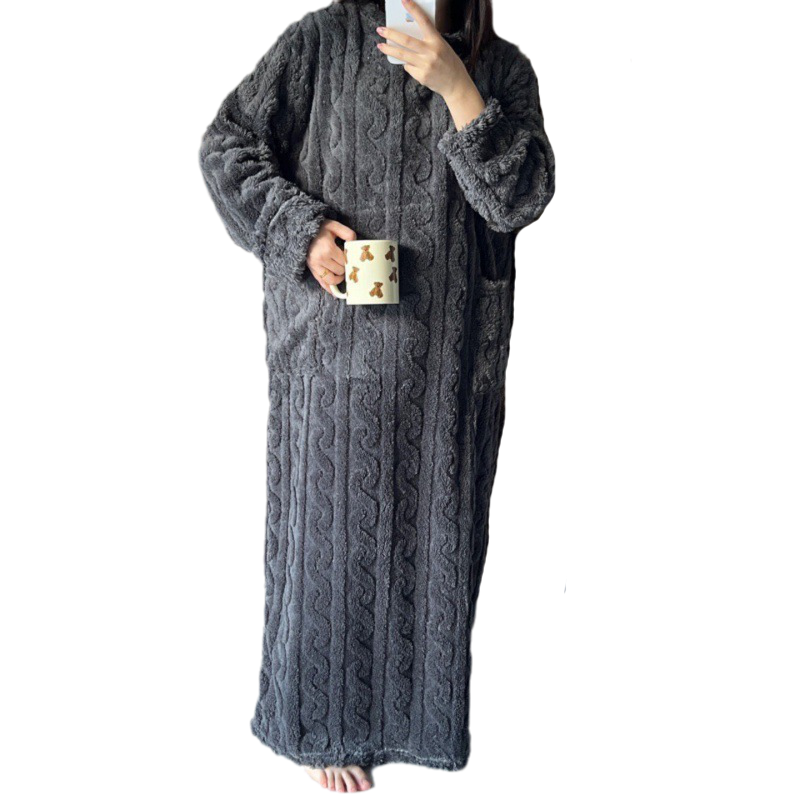 Street-Wave Winter Coral Velvet Homewear Plush Robe For Ultra Cozy Lounge Days Women