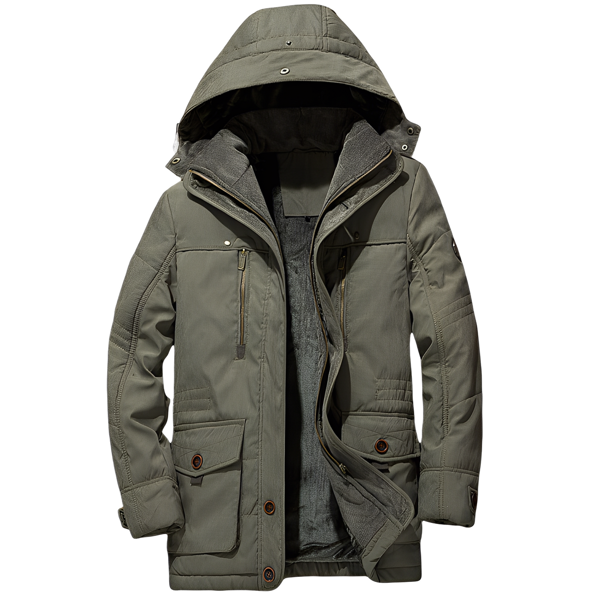 Street-Wave Men Warm Puffer Jacket With Hood Water-Resistant Insulated Winter Coat
