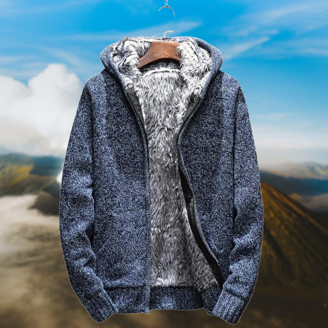 Street-wave Faux Fur Lined Winter Coat For Men Warm With Full Zip Front Insulated Outerwear