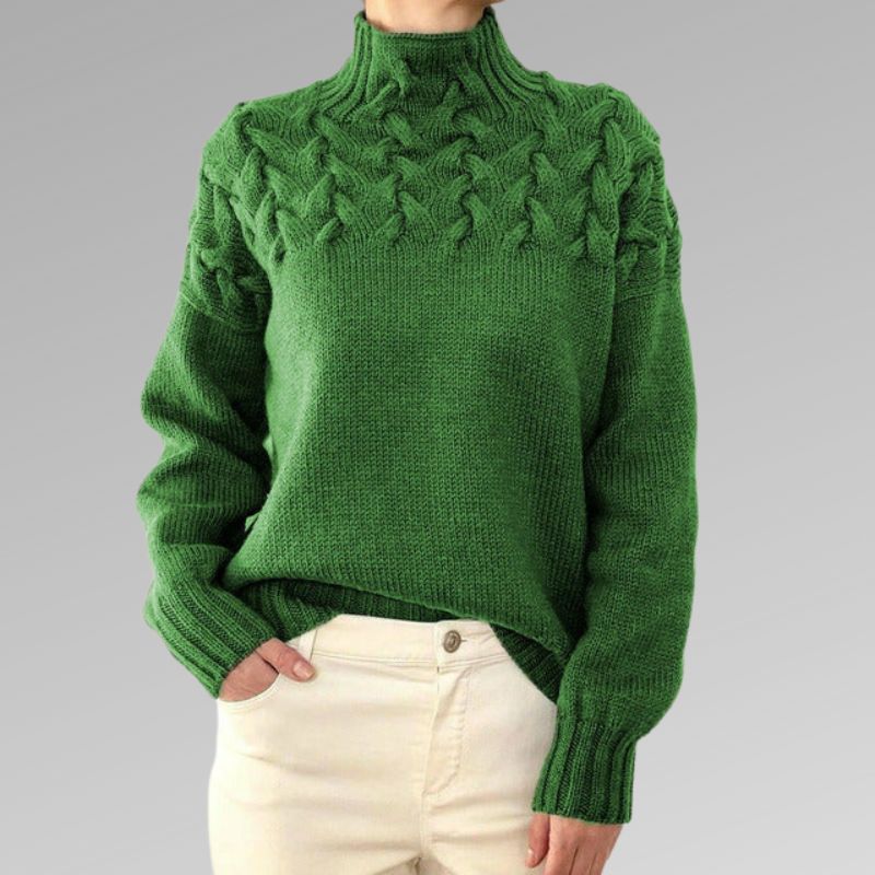 Street-wave Cable Knit Turtleneck Sweater For Women Elegant Warm Cozy Knitwear Premium