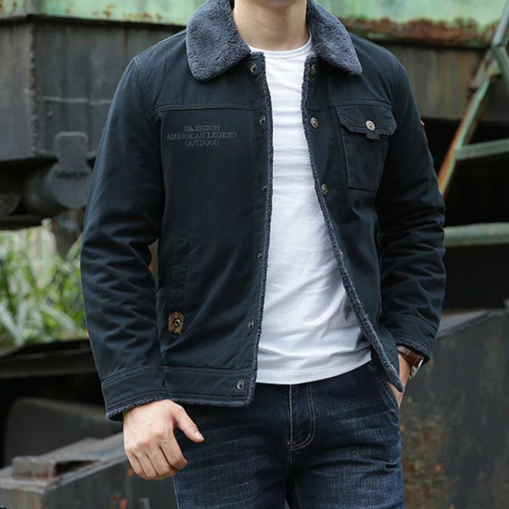 Street Wave Mens Windbreaker Jacket With Plush Fleece Lining Water Resistant Warm Coat