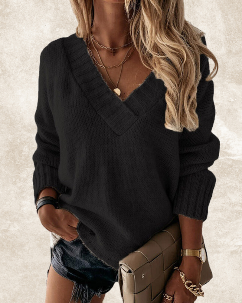 Streetwave V Neck Knit Sweater For Women Cozy Effortless Chic Wardrobe Essential