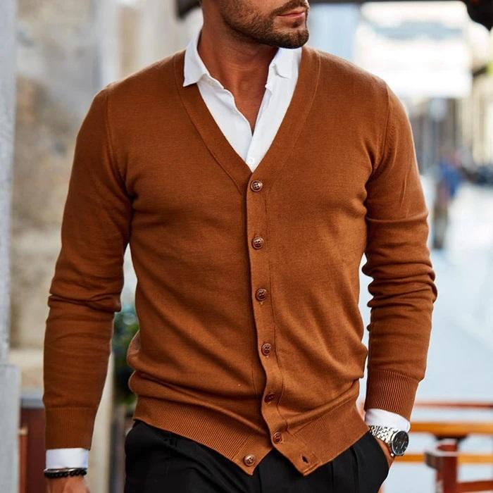 Street-Wave Nordic Knitted Cardigan For Men Cozy Versatile Fall Wear