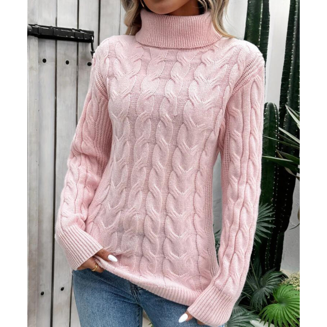 Street-Wave Elegant Cable Knit Turtleneck Sweater For Women Classic Warmth And Timeless Style