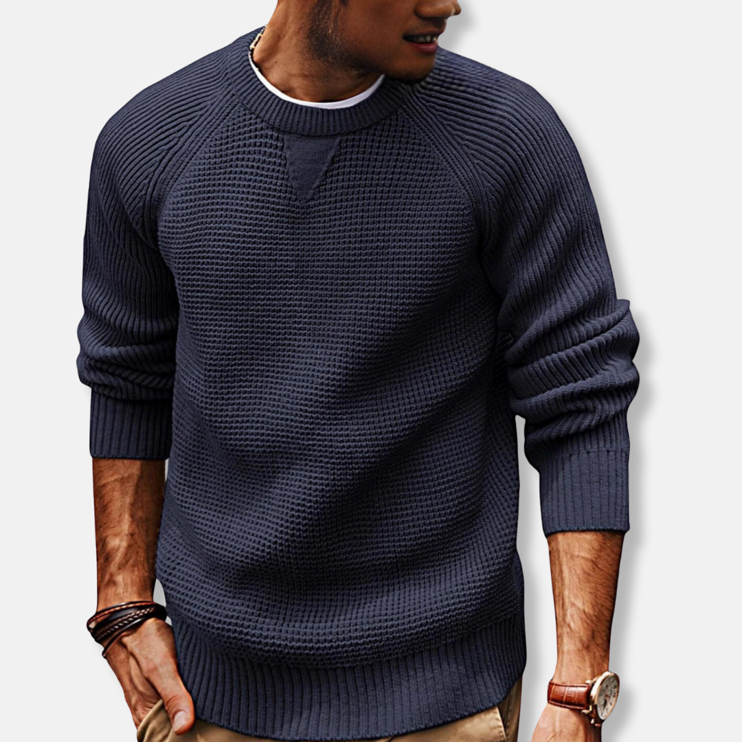 Street-Wave Men Knit Texture Crew Neck Sweatshirt Comfort