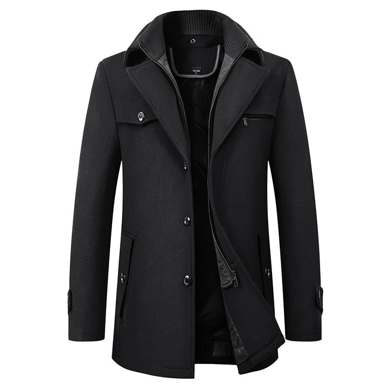 Street-Wave Wool Winter Coat For Men Water-Repellent Outer Layer Modern Business Style Warmth And Comfort