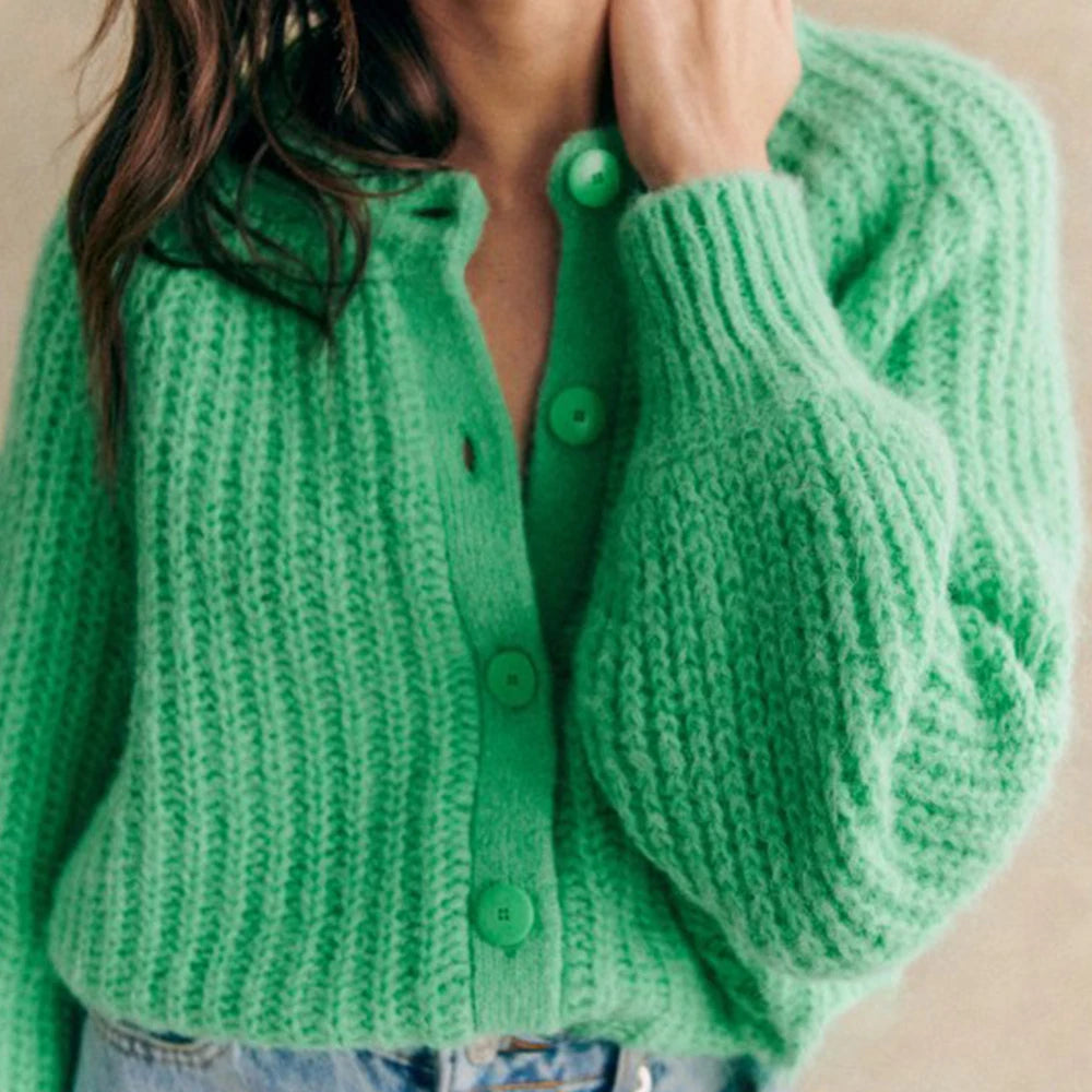 Street-Wave Chunky Knit Cardigan Soft and Warm Everyday Essential for Women Cozy Wardrobe Staple
