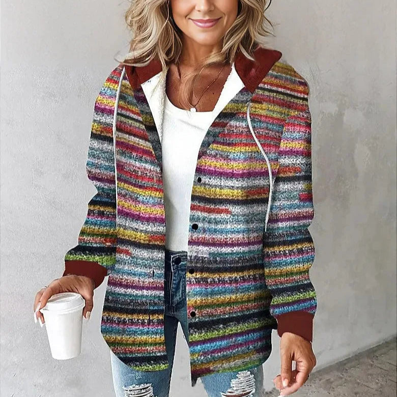 Street-wave Plaid Hooded Coat For Women Cozy Casual Comfort With Practical Hood Everyday Streetwear