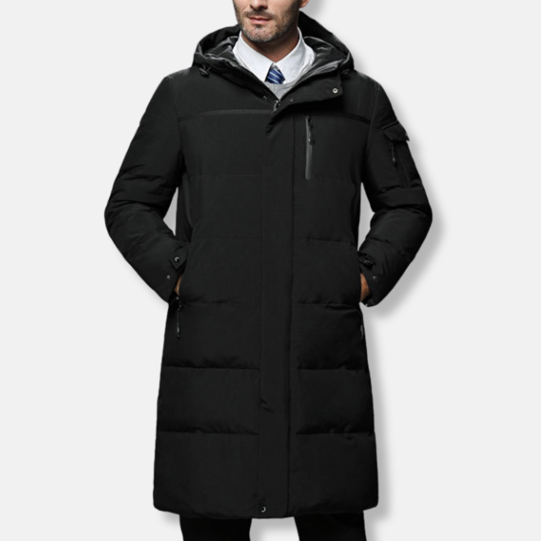 Nordisk Flair Mens Puffer Jacket Water Resistant Full Length Hooded With Multiple Zip Pockets Winter Coat For Men
